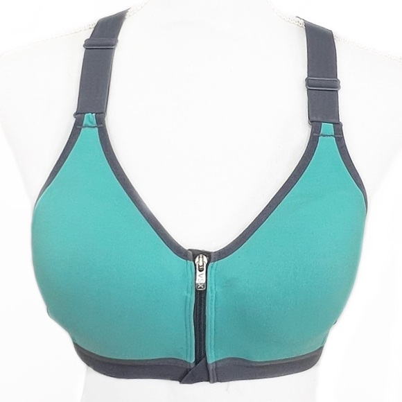 Victoria's Secret VSX Aqua Turquoise Gray Heavily Padded Comfort Sports Bra 34A - Picture 1 of 3